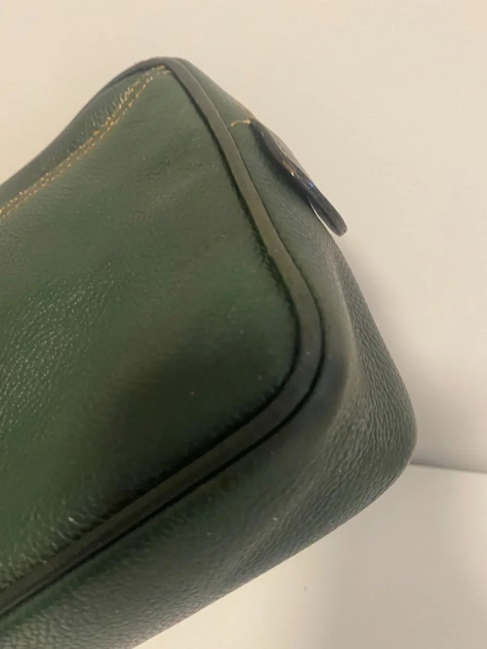 Dunhill Green Leather Clutch Bag Vintage Zip Top Organizer Travel Pouch/Wrislet - Picture 8 of 16